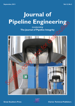 Journal of Pipeline Engineering Sample copy - not for distribution