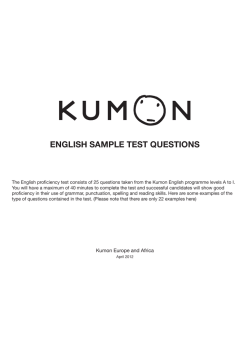 ENGLISH SAMPLE TEST QUESTIONS - Kumon UK