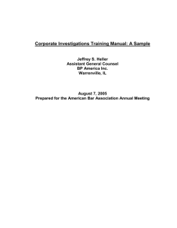 Corporate Investigations Training Manual: A Sample - American Bar