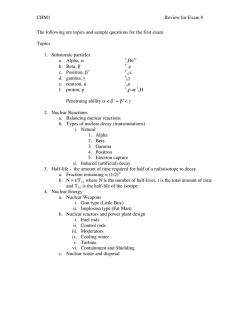 CHM1 Review for Exam 8 The following are topics and sample