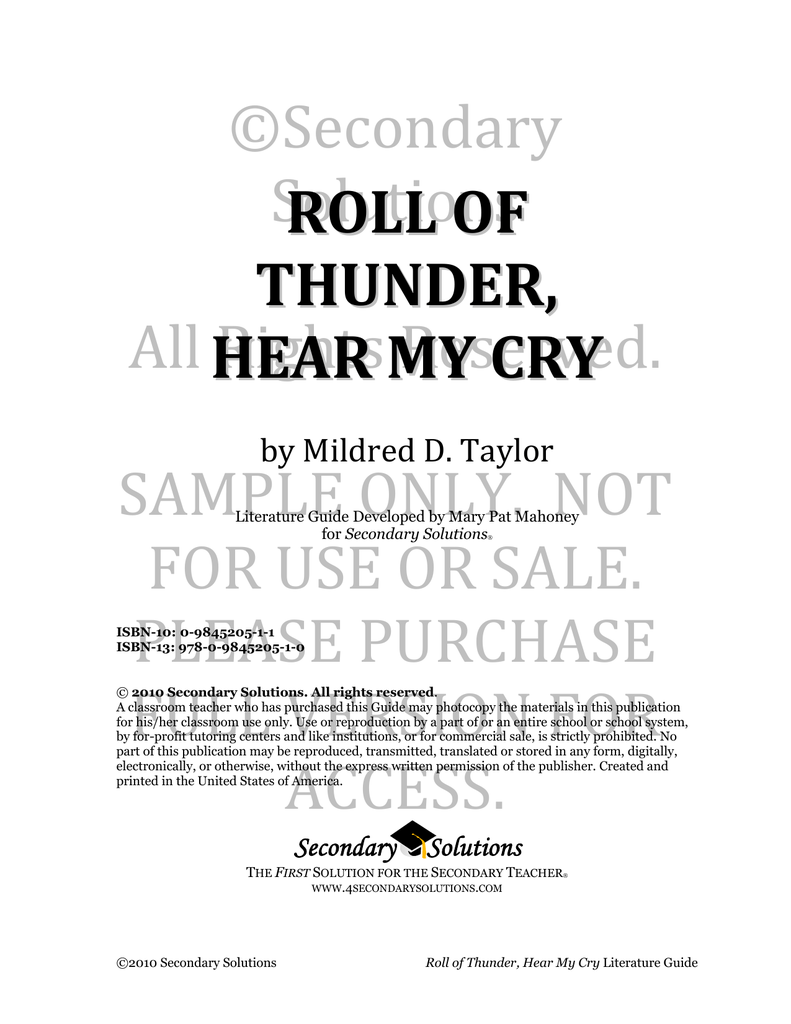 Roll Of Thunder Hear My Cry Symbolism Chart