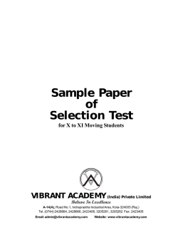 Sample Paper of Selection Test - Vibrant Academy