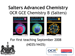 Salters Advanced Chemistry OCR GCE Chemistry B (Salters)
