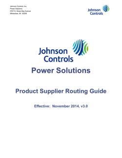 [PDF] Supplier Routing Guidelines - Johnson Controls Inc.