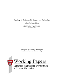 Readings in Sustainability Science and Technology - Harvard