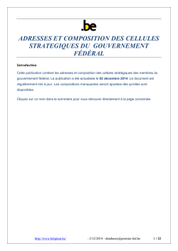 ADRESSES ET COMPOSITION DES CELLULES - Belgium