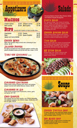 Our Menu - Cinco de Mayo Bar & Grill, Dover, NH.