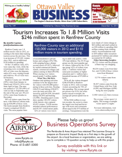 Tourism Increases To 1.8 Million Visits - Ottawa Valley Business