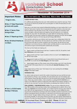 Contact Us Newsletter 16 December 2014 - Avonhead School
