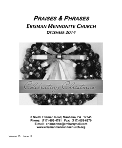 Download Our Newsletter - Erisman Mennonite Church, Manheim PA