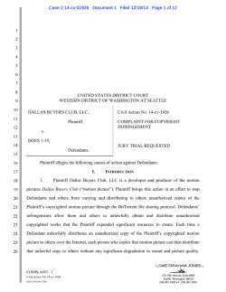 Dallas Buyers Club, LLC v. Does 1-35, No.2:14-cv - Troll Defense
