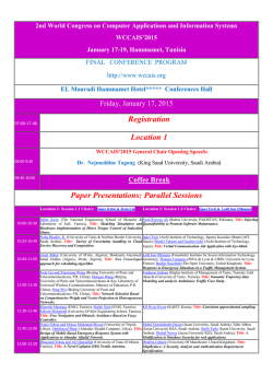 WCCAIS'2015 Program