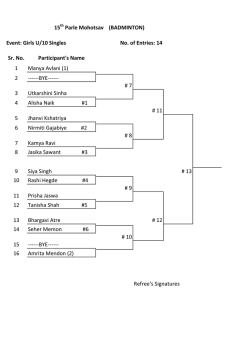 Event: Girls U/10 Singles No. of Entries: 14 Sr. No - Social | Sportz