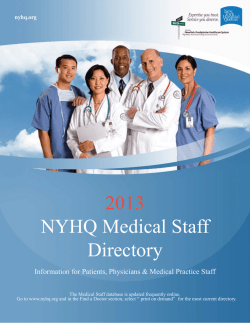 2013 NYHQ Medical Staff Directory - New York Hospital Queens