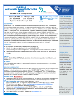 CLSI 2015 Antimicrobial Susceptibility Testing Update