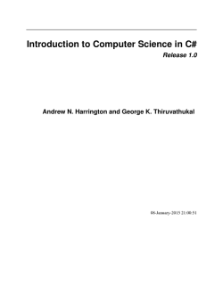 Introduction to Computer Science in C# Release 1.0 Andrew N