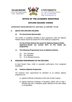 Diploma Holder Requirements 2015/16 - Makerere University