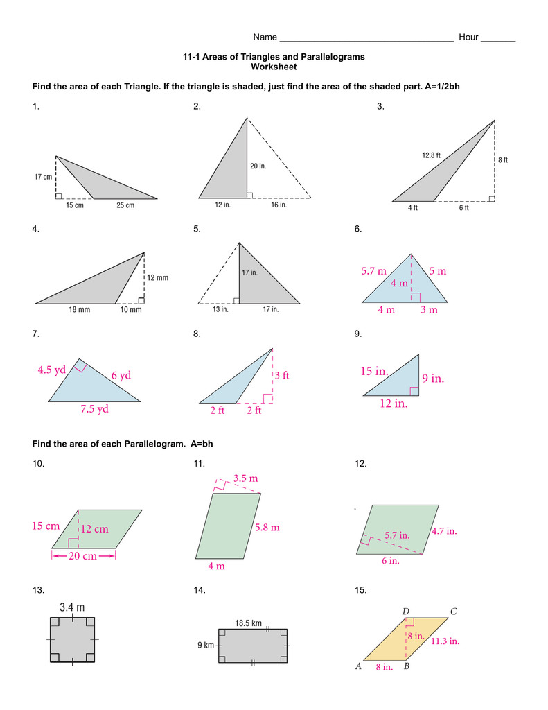 20-20 Worksheet updated 20204 Regarding Area Of Parallelogram Worksheet