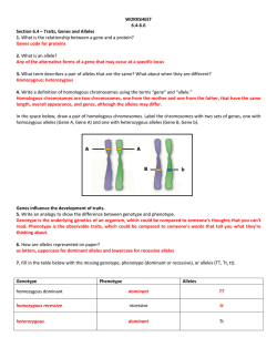 WORKSHEET 6.4-6.6 Section 6.4 – Traits, Genes and Alleles 1 - Mr
