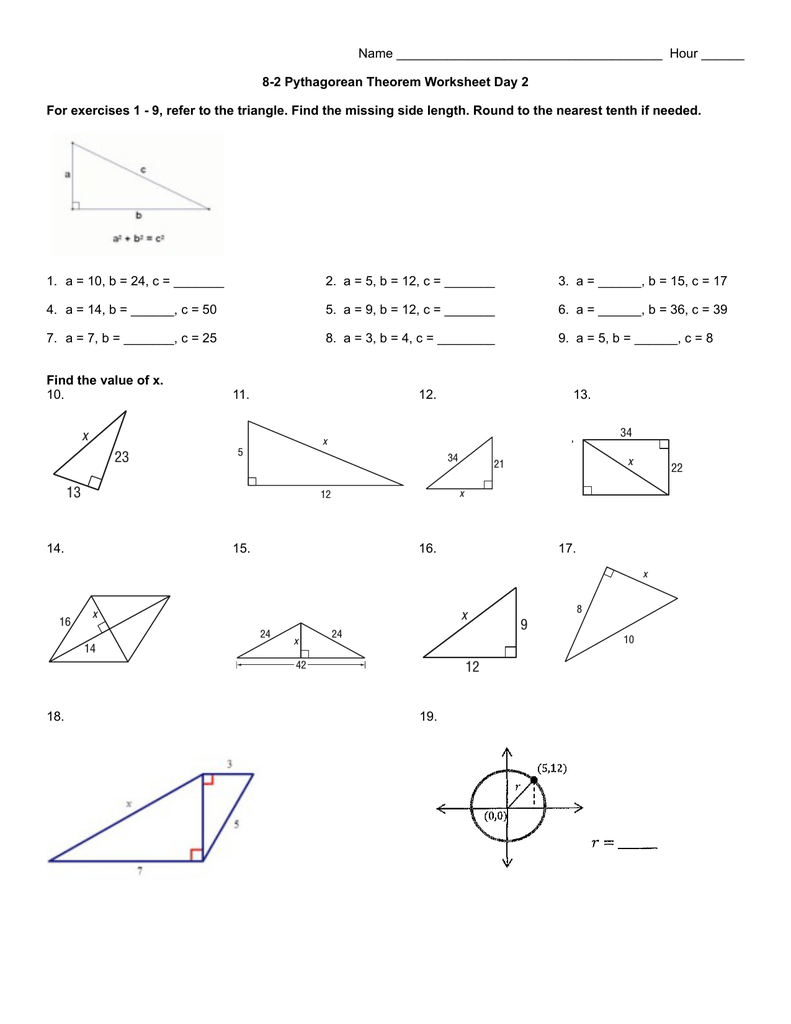 2111-211 Pythagorean Theorem Worksheet day 211 Inside Pythagorean Theorem Worksheet With Answers