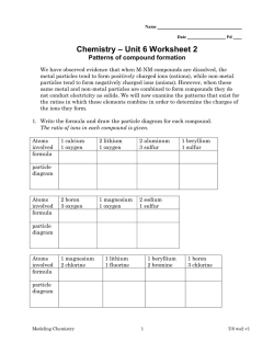 Chemistry – Unit 6 Worksheet 2