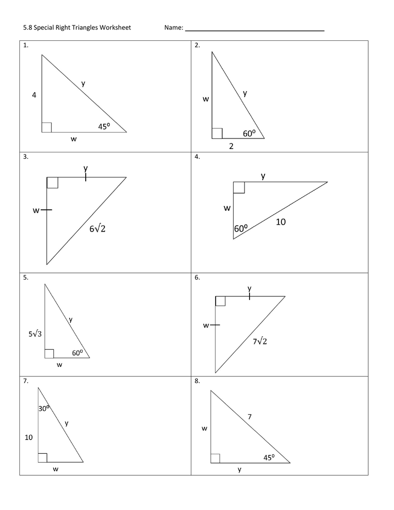 11 Special Right Triangles Worksheet - Nidecmege For 5 8 Special Right Triangles Worksheet%