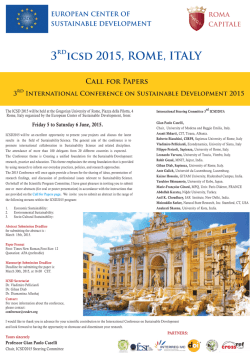 3° ICSD 2015,5-6 June, Rome Italy, International Conference on Sustainable Development Rome, Italy