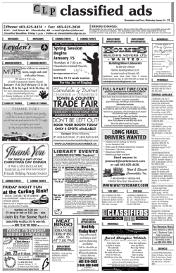 classified ads - Claresholm Local Press