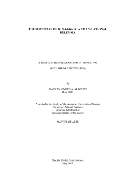 the subtitles of h. dabbour - AUS Masters Theses