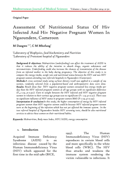Assessment Of Nutritionnal Status Of Hiv Infected And Hiv Negative Pregnant Women In Ngaoundere, Cameroon