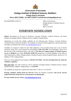 INTERVIEW NOTIFICATION - Kodagu Institute of Medical Sciences