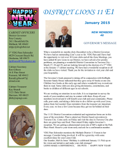 to view or print District Newsletter January 2015 - Lions District 11-E1