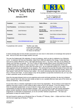 Newsletter - U3A Kingborough