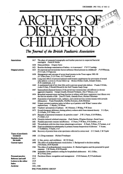 Archives of Disease in Childhood