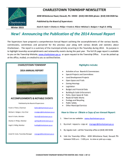 Charlestown Township Newsletter – Winter 2015