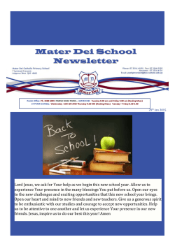 Newsletter - Mater Dei Catholic Primary School, Ashgrove