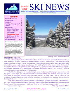 February Newsletter - Peninsula Ski Club of Virginia