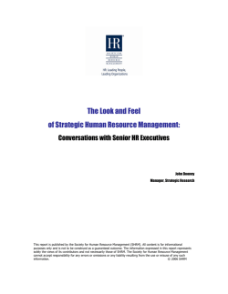 The Look and Feel of Strategic Human Resource Management: