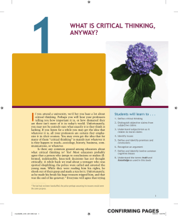 1 WHAT IS CRITICAL THINKING, ANYWAY?