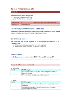 Sage UBS 2015 version 9.9.1.11 Release Notes