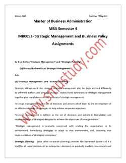 Strategic Management and Business Policy Assignments