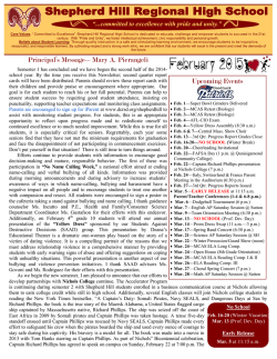 Principal`s Message—Mary A. Pierangeli Upcoming Events