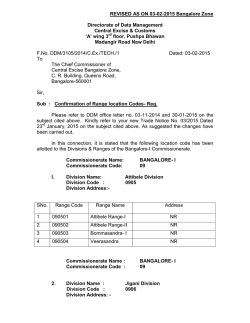 REVISED AS ON 03-02-2015 Bangalore Zone Directorate of Data
