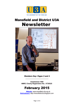 Newsletter - Mansfield U3A