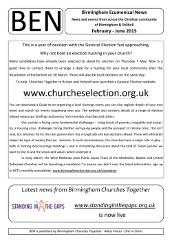 BEN: Birmingham`s Ecumenical News, February to June 2015