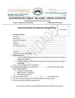 Form I - Kunduchi Girls Islamic High School