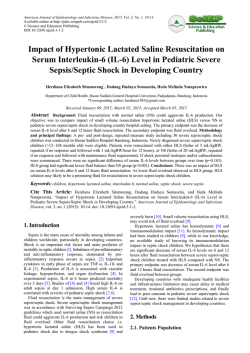 (IL-6) Level in Pediatric Severe Sepsis/Septic Shock i