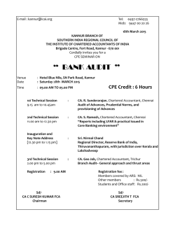 ��� BANK AUDIT ��� - Kannur Branch of SIRC of ICAI
