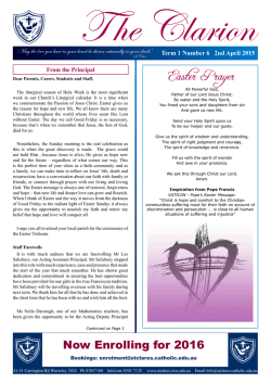 Clarion Newsletter - St Clare`s College