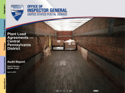 Plant Load Agreements — Central Pennsylvania District